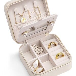 Pandora Cream Jewelry Travel Case with Gold Accents
